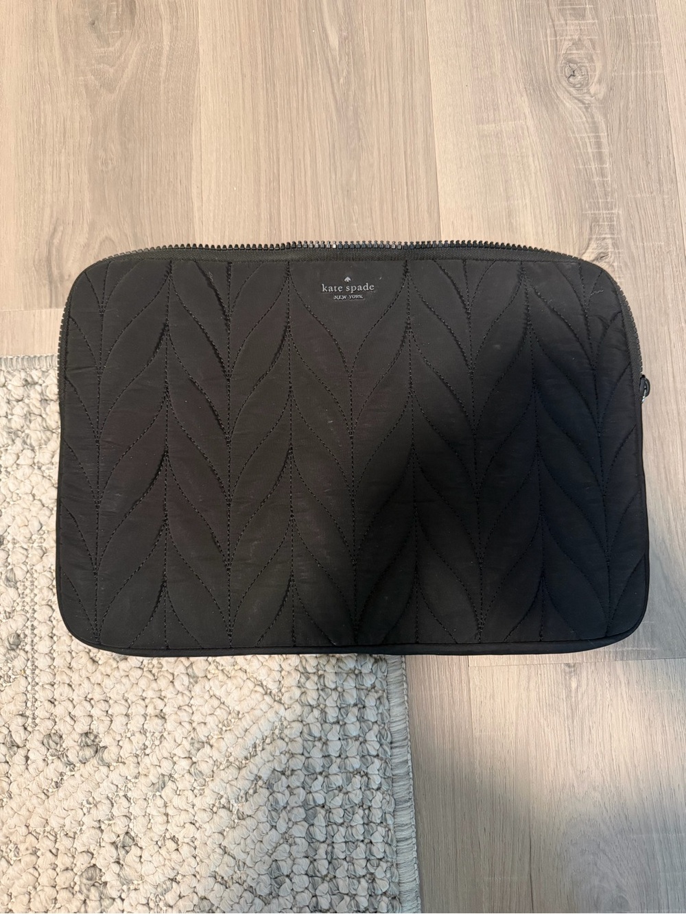 kate spade Black Quilted Leaf-Pattern Computer Sleeve
